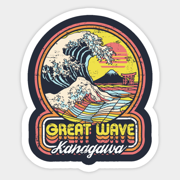 Great Retro Wave Kanagawa Sticker by artlahdesigns